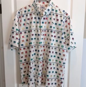 Reyn Spooner White International Maritime Flag Pattern Button Pullover M…